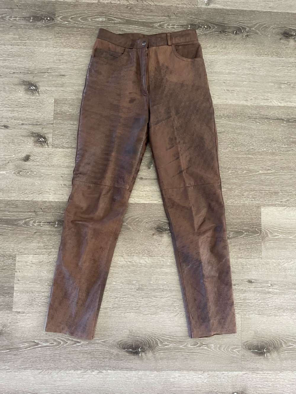 Brown 100% Leather High-Rise Pants women's sz 28"x30" vtg. Y2K grunge rock